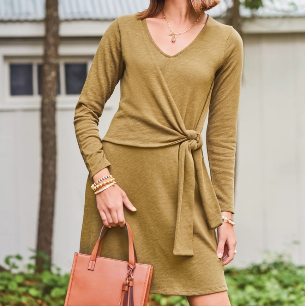 Spartina 449 Wrap Dress Coastal Chic Career Academia NEW Green Medium